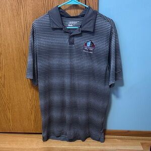 Nike Men's Charcoal Striped Polo Shirt